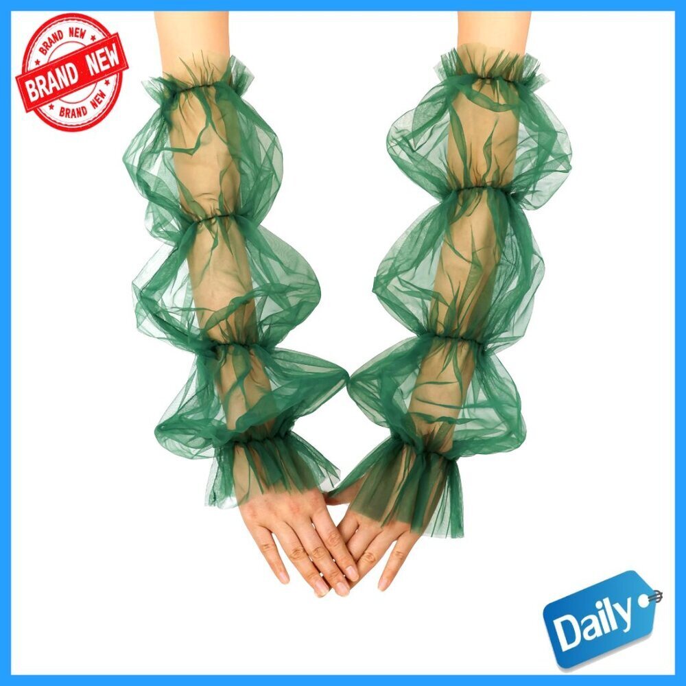 Long Sheer Fingerless Mesh Gloves Women's Opera Party Dance Accessory